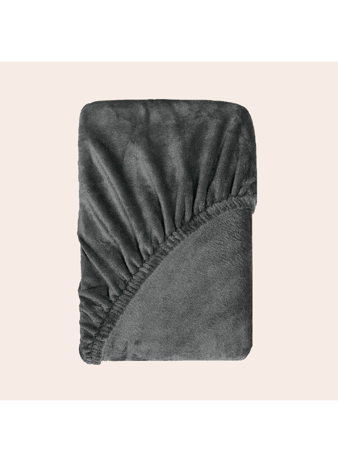 Morano Viva Luxury Velvet Fitted Sheet – King (180x200x25cm) – Ultra-Soft 100% Microfiber Bedding with All-Around Elastic & Easy-Fit Side Labels – Breathable & Wrinkle-Resistant (Anthracite) - Image 3